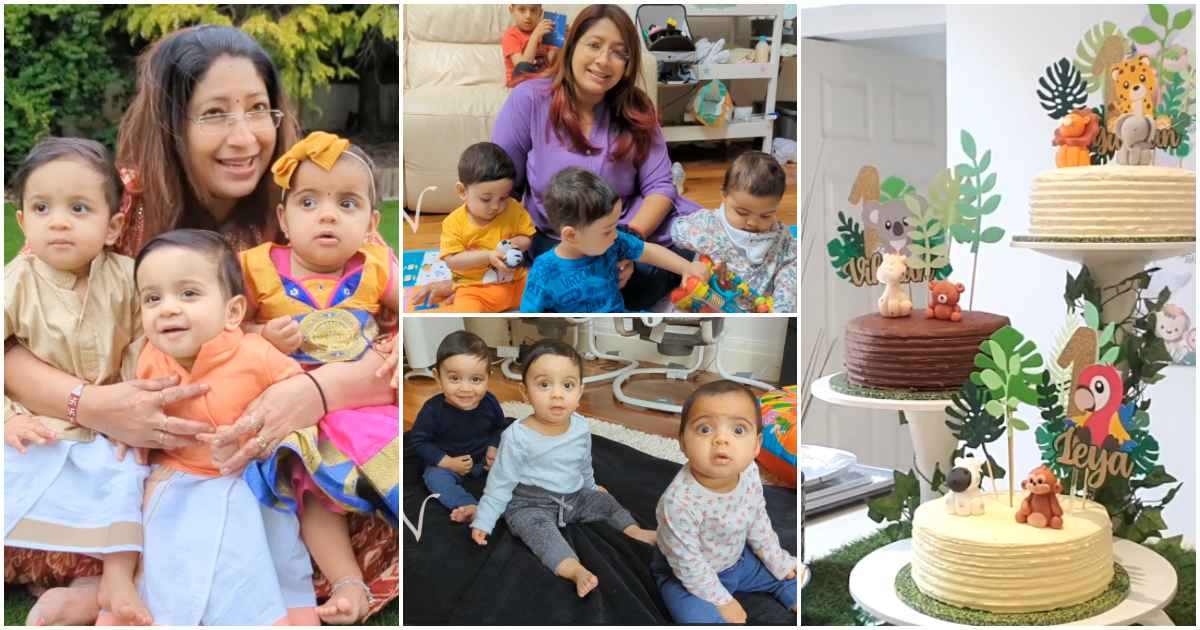 Lakshmi Nair's grand childrens triplets birthday celebration