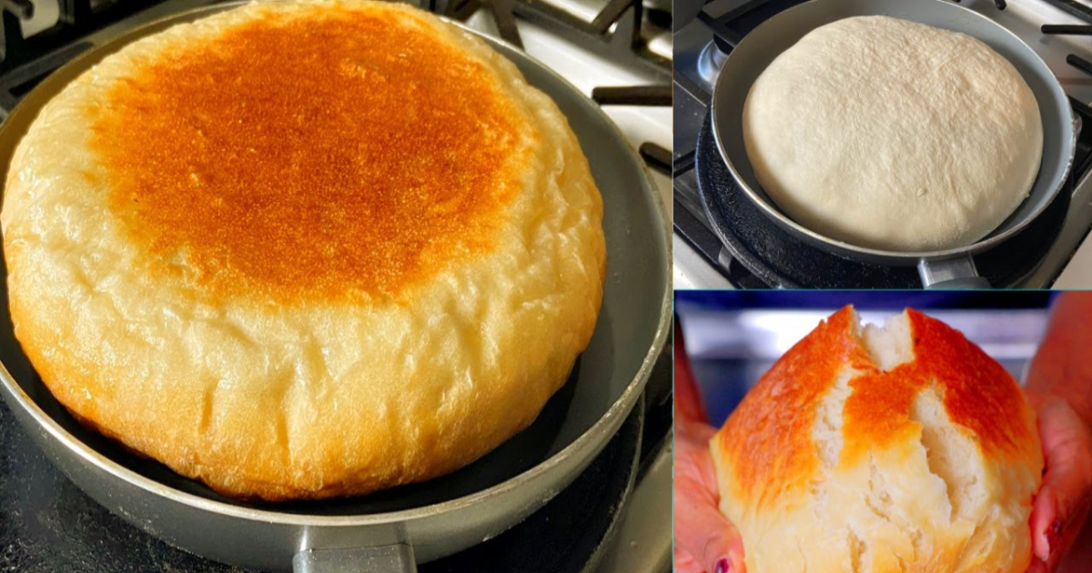 Soft Puffy Bread In Frying Pan